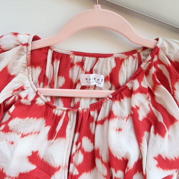 Velvet by Graham and Spencer Anthropologie Burnt Orange Abstract Floral Dress S - Picture 3 of 6